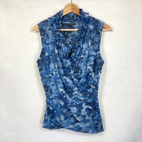 Classiques Entier Silk Blend Ruffle Surplice Neckline Sleeveless Blouse L - Picture 1 of 3